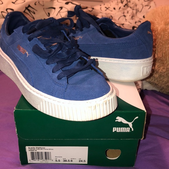 Puma Shoes - Puma blue suede platform shoes